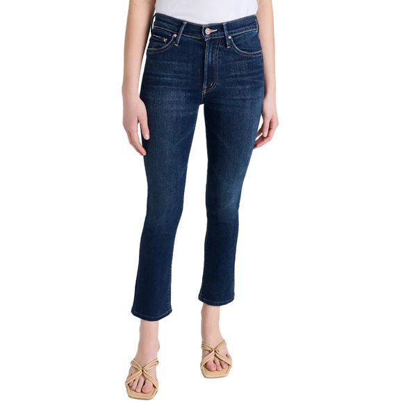 MOTHER Insider Ankle Mid-Rise Jeans in Deep Blue (Sweet Lime) Women's Size 26 - Picture 1 of 10